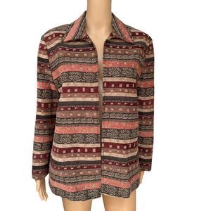 Alfred Dunner Women’s Open Front Blazer Tapestry Brown  Collared  Size 14